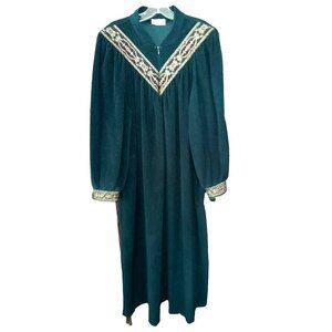 Vanity Fair Green Shevelva Night Gown Dress 3/4 zip up closure Size XL
